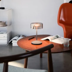 LED-Akkutischleuchte Numotion, graphit, Glas, IP54, dimmbar
