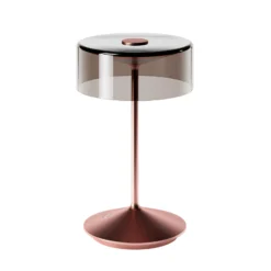 LED-Akkutischleuchte Numotion, rosegold, Glas, IP54, dimmbar