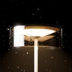 LED-Akkutischleuchte Numotion, weiß, Glas, IP54, dimmbar