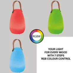 LED-Akku-Tischleuchte Ruby, Ø 14 cm, weiß, IP44, RGB dimmbar
