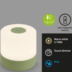 LED-Akku-Tischleuchte Smal, grün, 2.700K, dimmbar