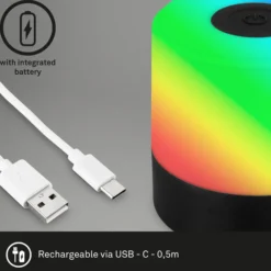 LED-Akku-Tischleuchte Smal, schwarz, RGBW, Kunststoff, 7 cm