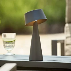 LED-Akku-Tischleuchte Solino, graphit, Solar/USB, 26 cm IP44