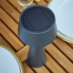 LED-Akku-Tischleuchte Solino, graphit, Solar/USB, 26 cm IP44