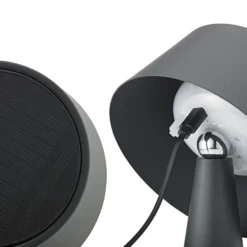 LED-Akku-Tischleuchte Solino, graphit, Solar/USB, 26 cm IP44