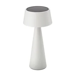 LED-Akku-Tischleuchte Solino, weiß, Solar/USB, 26 cm, IP44