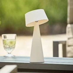 LED-Akku-Tischleuchte Solino, weiß, Solar/USB, 26 cm, IP44