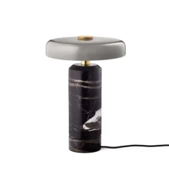 LED-Akkutischleuchte Trip, grau / grau, Marmor, Glas, IP44