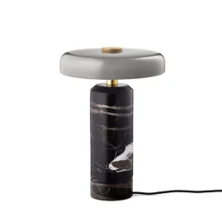 LED-Akkutischleuchte Trip, grau / grau, Marmor, Glas, IP44