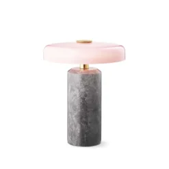 LED-Akkutischleuchte Trip, grau / rosa, Marmor, Glas, IP44