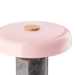 LED-Akkutischleuchte Trip, grau / rosa, Marmor, Glas, IP44