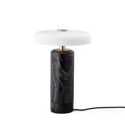 LED-Akkutischleuchte Trip, grau / weiß, Marmor, Glas, IP44