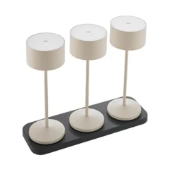 LED-Akku-Tischleuchte Veluna, beige, 3er-Set, 25 cm, IP44