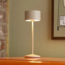 LED-Akku-Tischleuchte Veluna, beige, 3er-Set, 25 cm, IP44