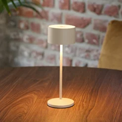 LED-Akku-Tischleuchte Veluna, beige, 3er-Set, 25 cm, IP44