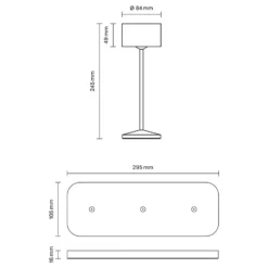 LED-Akku-Tischleuchte Veluna, schwarz, 3er-Set, 25 cm, IP44