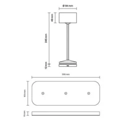 LED-Akku-Tischleuchte Veluna, schwarz, 3er-Set, 25 cm, IP44