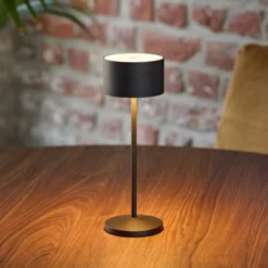 LED-Akku-Tischleuchte Veluna, schwarz, 3er-Set, 25 cm, IP44