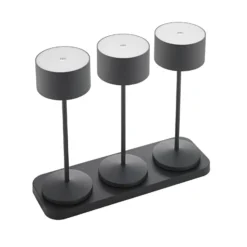 LED-Akku-Tischleuchte Veluna, schwarz, 3er-Set, 25 cm, IP44