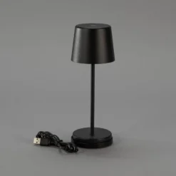 LED-Akku-Tischleuchte Vence, Höhe 22 cm, schwarz, IP54, USB