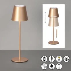 LED-Akku-Tischleuchte Viletto, kaffeebraun, IP54