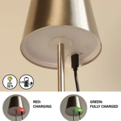 LED-Akku-Tischleuchte Viletto, nickelfarben, IP54