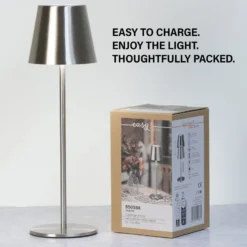 LED-Akku-Tischleuchte Viletto, nickelfarben, IP54