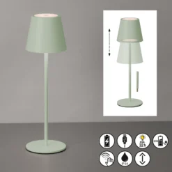 LED-Akku-Tischleuchte Viletto, salbeigrün, IP54