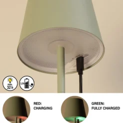 LED-Akku-Tischleuchte Viletto, salbeigrün, IP54