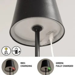 LED-Akku-Tischleuchte Viletto, schwarz, IP54