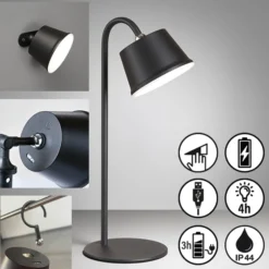 LED-Akku-Tischleuchte Voet, dimmbar sandschwarz