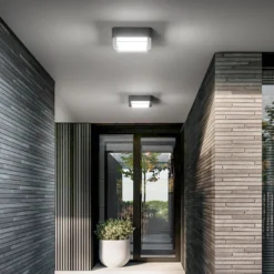 LED-Außendeckenleuchte Diuk, dunkelgrau, Metall, IP65