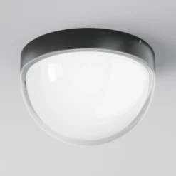 LED-Außendeckenleuchte Mon, graphit, Ø 18 cm, IP65, 3.000K