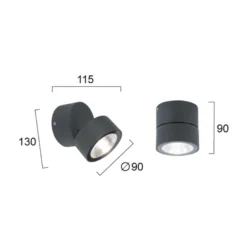 LED-Außen-Deckenstrahler Andria, dunkelgrau, Ø 9 cm, Metall