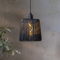 LED-Außenhängelampe Twine schwarz Kunststoff Ø 15cm Batterie