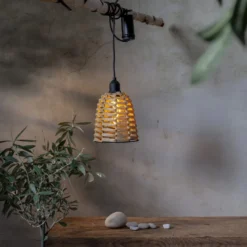 LED-Außenhängeleuchte Twine braun Kunststoff Ø 15cm Batterie