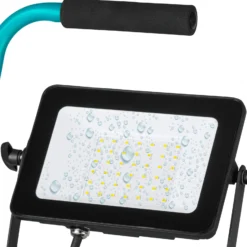LED-Außenstrahler Avelar, schwarz/türkis Breite 32 cm Metall