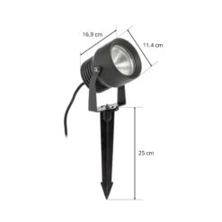 LED-Außenstrahler Irina, Erdspieß, Stecker, grau, Metall