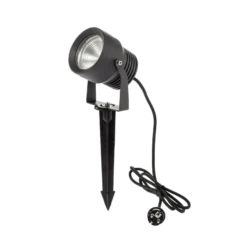LED-Außenstrahler Irina, Erdspieß, Stecker, grau, Metall
