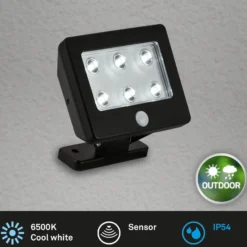LED-Außenstrahler Kollig mit Sensor, IP54, schwarz