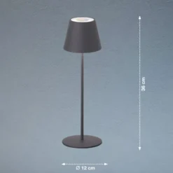 LED-Außentischlampe Cosenza mit Akku RGBW sandgrau