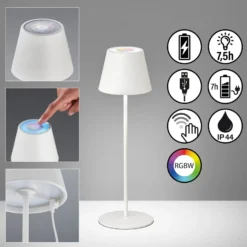 LED-Außentischlampe Cosenza mit Akku RGBW sandweiß