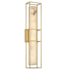 LED-Außenwandlampe BLAKLEY, gold/alabaster, Höhe 61 cm, IP44