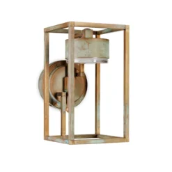 LED-Außenwandlampe Cubic 3372 messing antik/opal