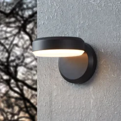 LED-Außenwandlampe Fornaci, schwarz, Breite 16 cm, Metall