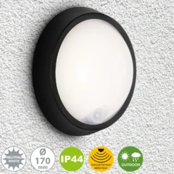 LED-Außenwandlampe Helsinki, Sensor, IP44, schwarz