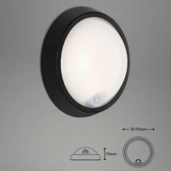 LED-Außenwandlampe Helsinki, Sensor, IP44, schwarz