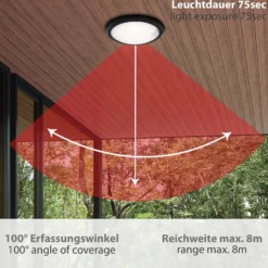 LED-Außenwandlampe Helsinki, Sensor, IP44, schwarz
