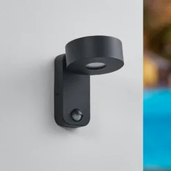 LED-Außenwandlampe Palosco, schwarz Höhe 17 cm Metall Sensor