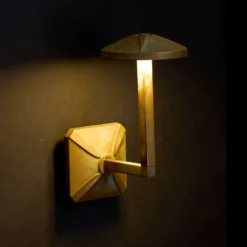 LED-Außenwandleuchte Aura Disk, Höhe 24 cm, messing antik